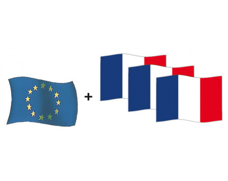 Kit 3 drapeaux France et 1 drapeau U.E