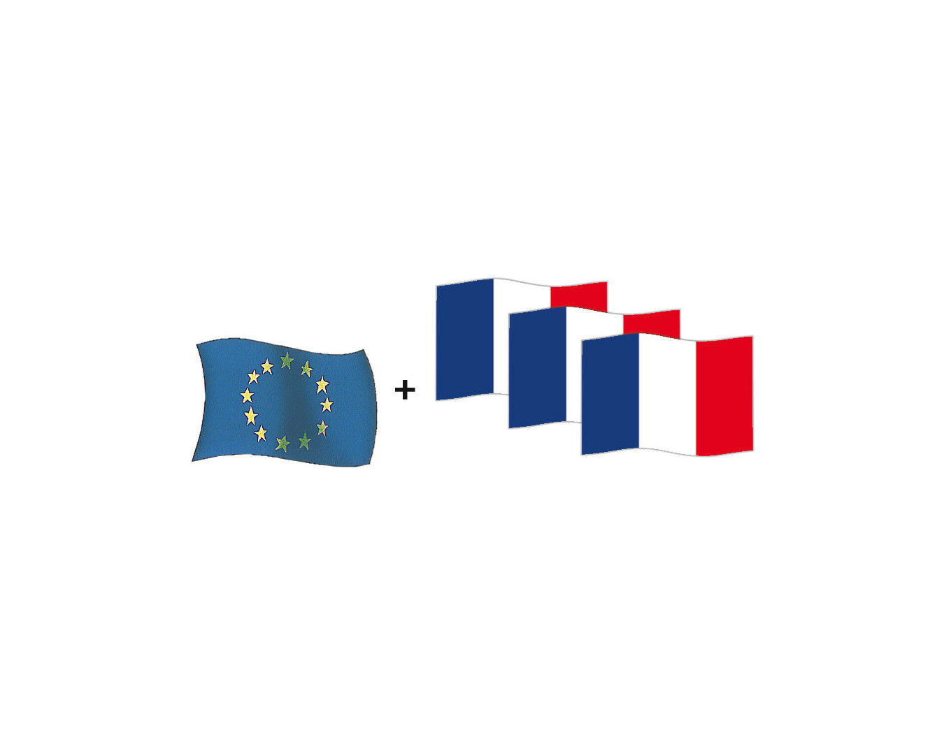 Kit 3 drapeaux France et 1 drapeau U.E